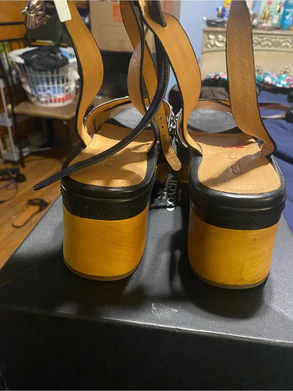 Women’s Coach Black Studded Leather Sandals